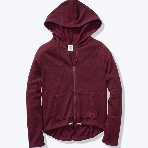 NWT VICTORIA SECRET PINK SWEATER FULL ZIP PLUM - Picture 3 of 3